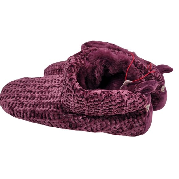 Dearfoams Marled Chenille Knit Bootie Slippers Leah Aubergine X-Large  (11-12 ) - Picture 3 of 10